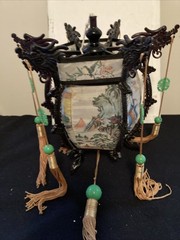 Vtg Chinese Lantern Fabric 6 sided Decor for Lunar New Year/Auspicious Day.