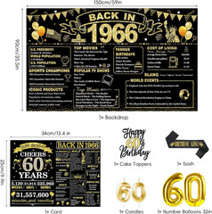 60Th Birthday Decorations, Black Gold 60Th Birthday Decorations for Men, Back in