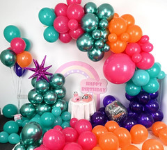 Disco Balloon Arch, 125 PCS 80S Balloon Arch Kit Mit Hot Pink and Purple Teal Or