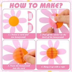Poen 12 Pcs Daisy Honeycomb Balls Decorations Boho Daisy Flower Pastel Color