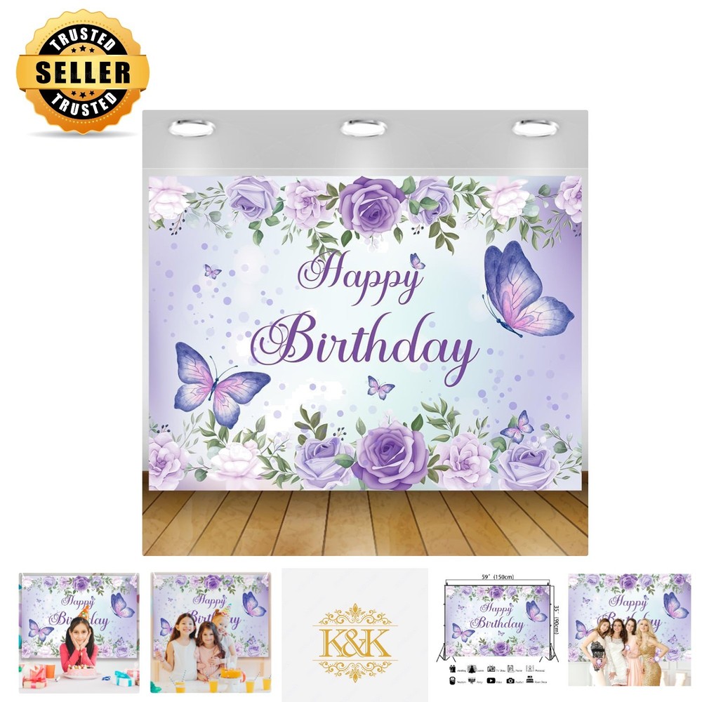 Lightweight 59×36 inch Butterfly Banner – Gorgeous Decor for Women’s Birthdays