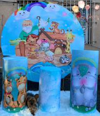 Themed Round Backdrops w/ Matching Cylinder Covers-Many Designs Party Decor Set