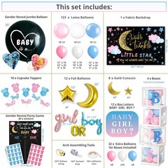 191 Pc Twinkle Twinkle Little Star Gender Reveal Decorations, Boy or Girl | 2…