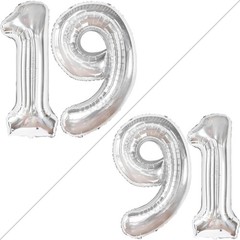 , Giant 19 Balloons Silver – 40 Inch | 19 Balloons for 19th decorations | Sil…