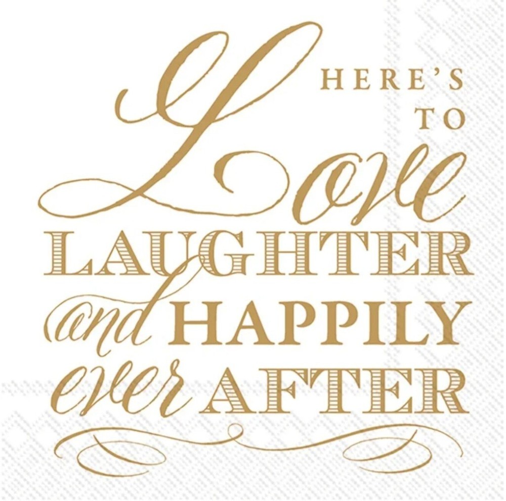 Boston International IHR : Love Laughter Wedding Napkins : 5”x5” : 3-ply : NEW