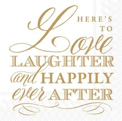 Boston International IHR : Love Laughter Wedding Napkins : 5”x5” : 3-ply : NEW