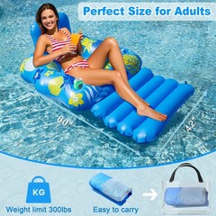 Inflatable Pool Lounger Float, Heavy Duty Pool Floats for Adults with Innovat…