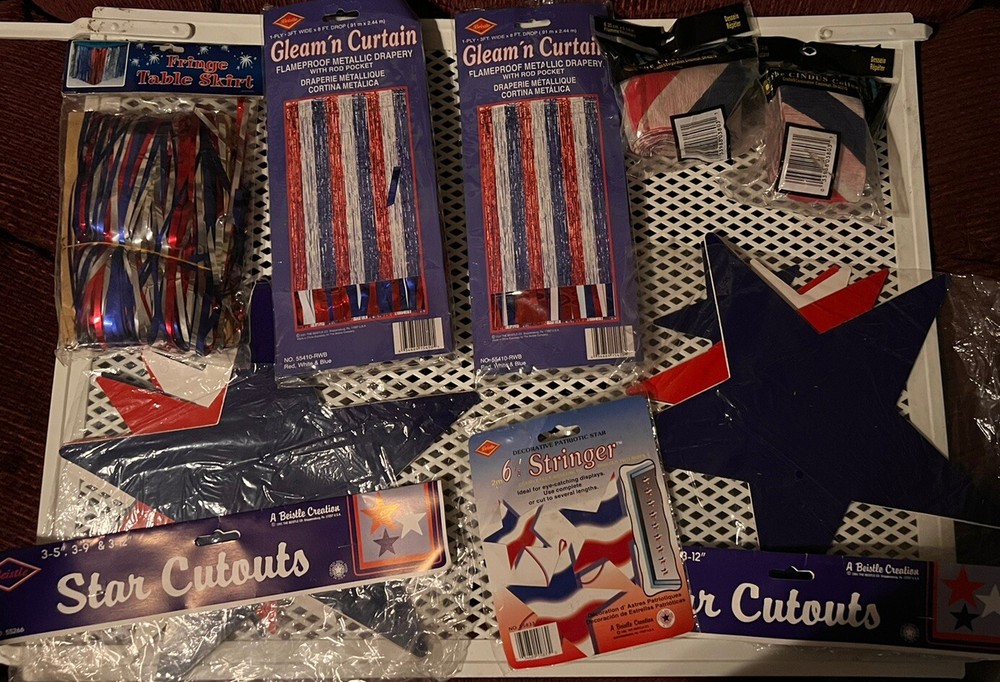 Vintage 4th of July Decorations Patriotic Party Decor Set, Red White & Blue