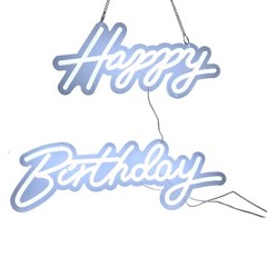 CALCA Happy Birthday Cold White Integrative Neon Sign -18X7.05 in+13.3X6.2 in