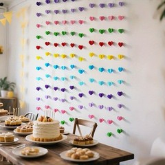 4 Piece 3D Party Garland – Colorful 3D Heart &Orb Lanyard Garland Party Banner