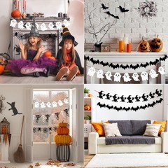 Halloween Glittery Garland, 5 Sets Skull Bat Spider Ghost Witch Party Hanging…