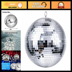 8-Inch Silver Disco Ball – Fun Hanging Party Decoration, Big Event Decor, Dance