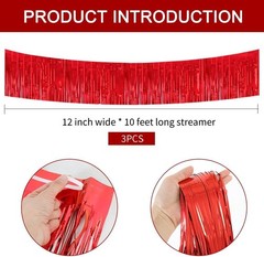 Versatile 30 Feet Red Tinsel Streamers for Weddings, Parties, and Holidays