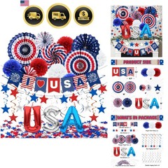 4th of July Decorations, 33PCS Patriotic Memorial Day Decorations Set with Ba…