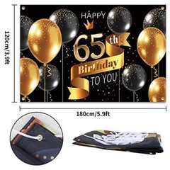 Happy 65th Birthday Backdrop Banner – 65 Birthday Party Decorations Supplies …
