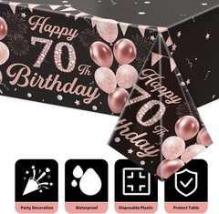 3 Pack 70Th Birthday Decorations for Women – Happy 70Th Birthday Tablecloth, Bla