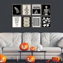 JarThenaAMCS 8Pcs Halloween Wall Art Prints Ghost Skeleton Paper Posters Deco…