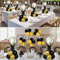 8 Set Gold Black Table Centerpieces Balloons Stand Kit, Latex Balloons and Table
