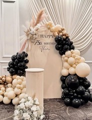 Arco De Globos Negro Dorado Y Blanco Con Estrellas Para Boda Y Graduacion