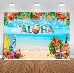 Aloha Party Decor-Tropical Luau Backdrop, Photography, Sea Palm Birthday,Photos