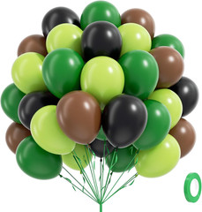 60Pcs Blue and Green Balloons 12Inch, Navy Blue Lime Green Teal White Confetti B