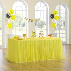 72in Rainbow Tulle Table Skirts Rectangle Tables 6/4ft 2-Layer Pastel Color