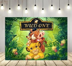Jungle Lion King Simba Wildlife Backdrop 1st Birthday Party Banner Decorations