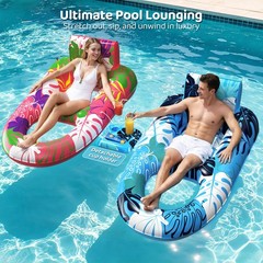 2 Pack Pool Floats Adult Heavy Duty, Inflatable Lounger Float with Detachable