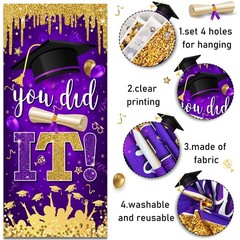 Graduation Decorations Class of 2026 Purple and Gold Congrats Large,