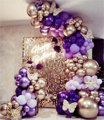 Grey Violet Maca Purple Gold Balloons Garland Arch Kit, 146Pcs Latex Balloons…