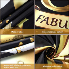 65th Birthday Black Gold Backdrop Banner 72×43 Inch Party Photo Booth Decor