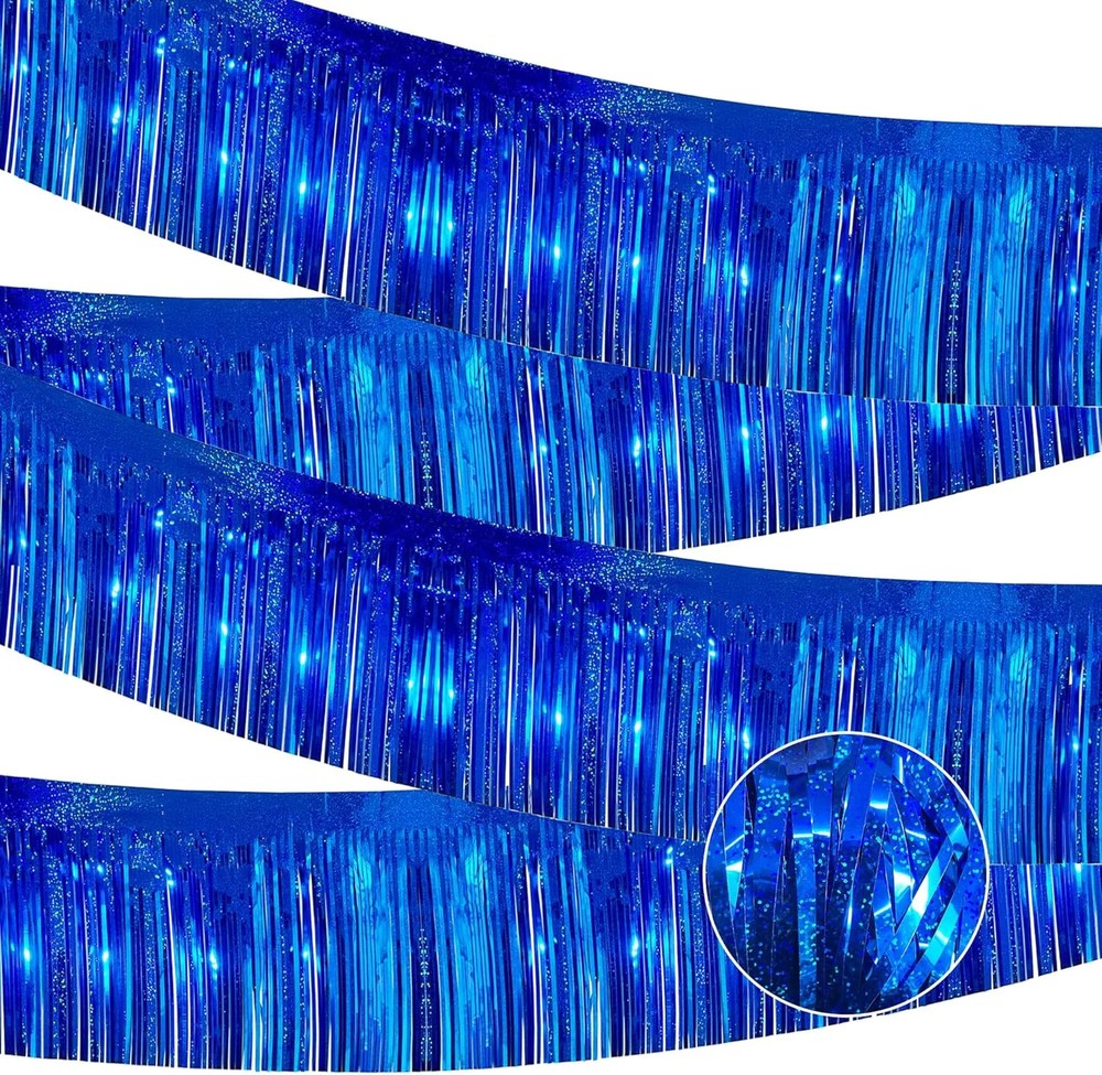 4 Pack 10 Feet Glitter Royal Blue Parade Float Decorations for Trailer Car, Glit