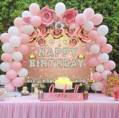 Rose Gold Happy Birthday Backdrop 7X5 Ft Floral Glitter Diamonds Champagne New