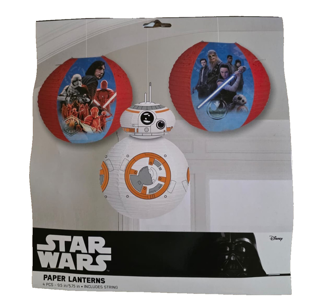 Star Wars Paper Lanterns Party Decorations Kylo Ren Rey Chewbacca 4 Pc Set H9