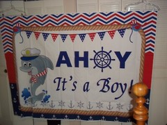 AHOY It’s a boy Baby Shower Banner Background Photo Prop Party Decor~60″ X 85″