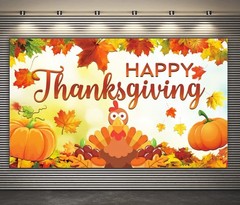 6 X 3.6ft Large Happy Thanksgiving Banner Backdrop Decoration, Autumn Fall Pu…