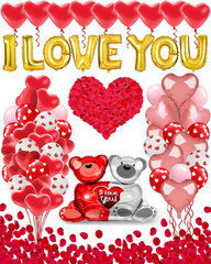 Valentines Balloon Kit Decor with I Love You Balloons, Heart Balloons with 1000
