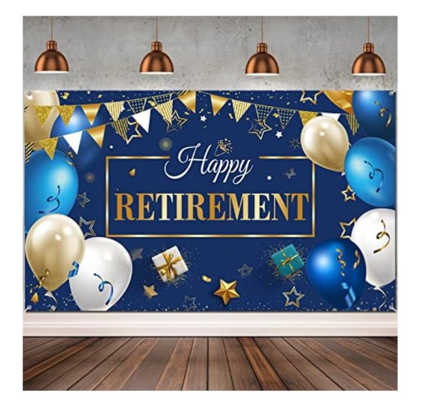 Extra Large Retirement Party Backdrop With Ribbon To Hang Through Metal Grommet