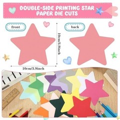 1000 Pcs Star Cutouts – 3.9″ Colorful Star Die Cuts for DIY Crafts & Classroom D