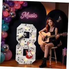 Music Theme 8th Birthday Decorations, Musical Party Decor Light Up Number 8