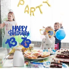 Centerpiece Sticks 13th Birthday 12 PCS Blue Glitter Sign Table Topper Decor