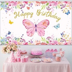 Durable Butterfly Backdrop for Birthdays – Lightweight & Easy to Hang, 6x4ft