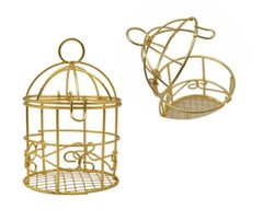 12PC Gold Mini Metal Wire Bird Cage Wedding Candy Party Favor Box Decoration