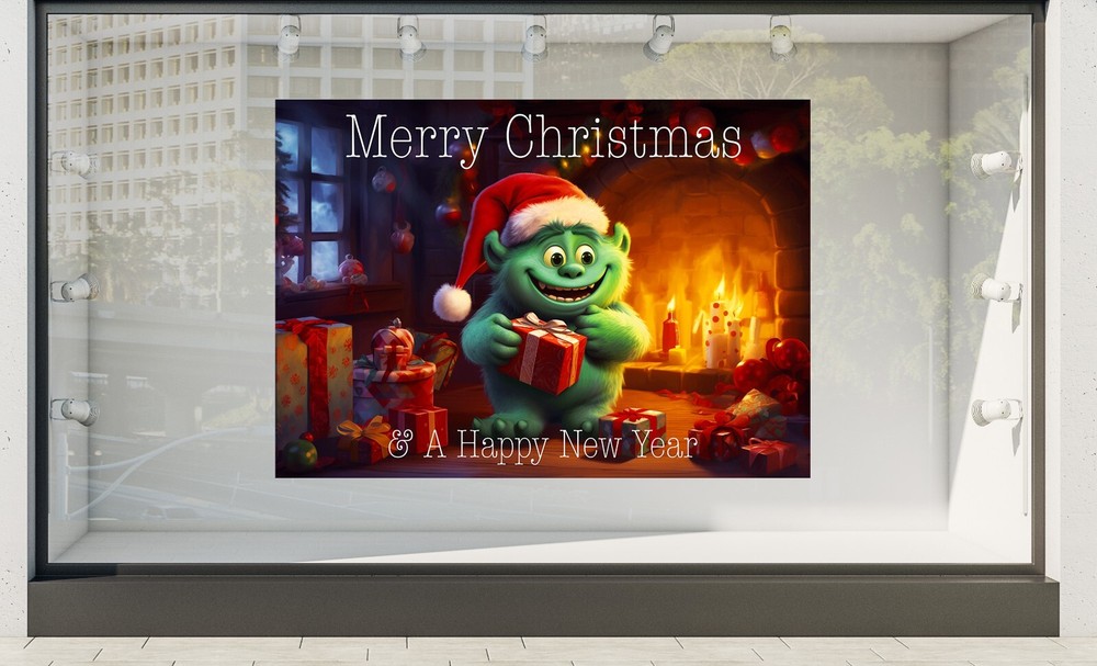 Shop Poster Print Laminated Cute Grinch Theme Backdrop Scene Setter Any Text