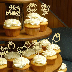 Decoracion de Cupcakes de Anillo de Diamante Corazon Boda Compromiso Paquete 24