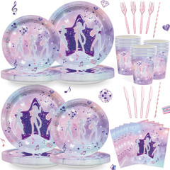 168Pcs Music Dance Party Supplies for Girls Singer Birthday Party Decoration Car