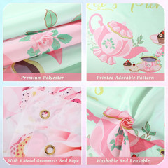 6 x 3.6 ft Tea Party Backdrop Decorations, Pink Floral Tea Decor Banner, Let’s P