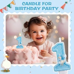 Charming Blue Goose 1st Birthday Candle – Long Burning & Cute Cake Topper