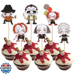 36 Pack Classic Movie Cupcake Toppers – Horror Movie Characters, Halloween an