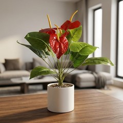 Artificial for Red Hot Poker Plant with Green Leaves for Table Centerpiece